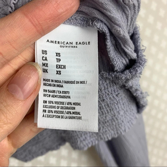 American Eagle Purple Ruffle Embroidered Crop Top - Picture 5 of 7